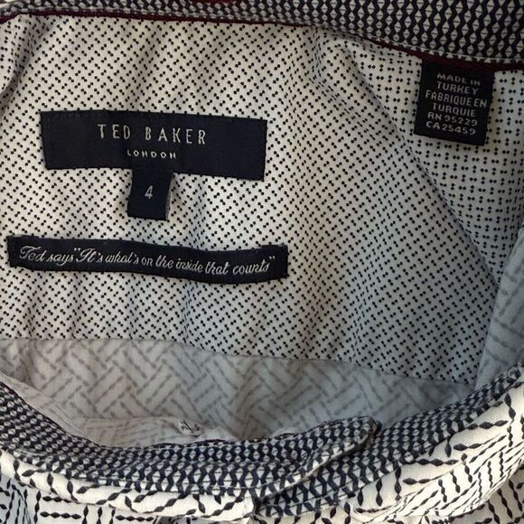 Ted Baker London Men’s Black and White Design Button Down Shirt - Size US L (4) - Picture 7 of 8